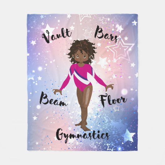 Gym Star African American, bruine ogen, roze Leo Fleece Deken (Voorkant)