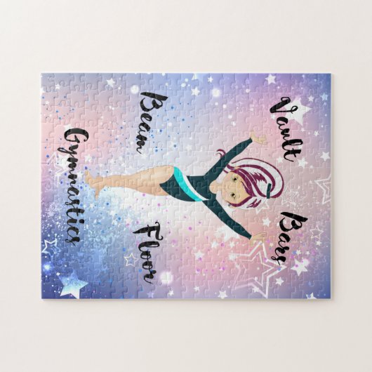 Gym Star Berry Stripe, bruine ogen, Blauwgroen loo Legpuzzel (Horizontaal)