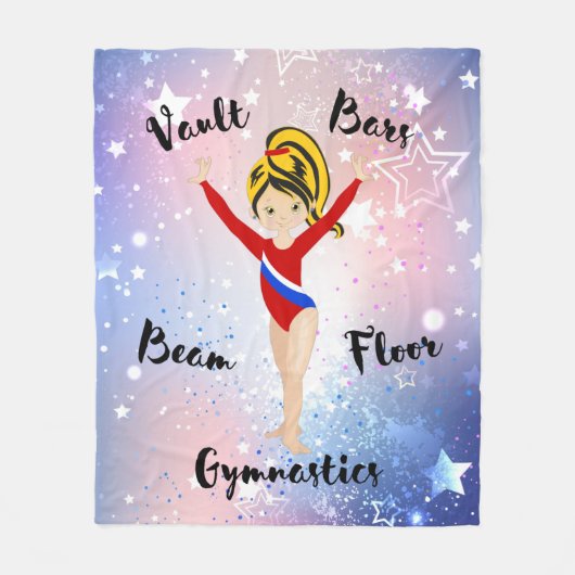 Gym Star Black/Blonde, Hazel Eyes, Red Leotard Fleece Deken (Voorkant)