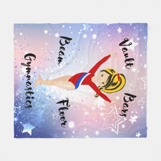 Gym Star Black/Blonde, Hazel Eyes, Red Leotard Fleece Deken (Voorkant (Horizontaal))