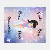 Gym Star Black Hair, bruine ogen, Paarse leotard Fleece Deken (Voorkant (Horizontaal))