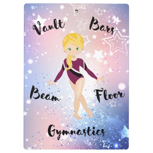 Gym Star Blonde, Green Eyes, Burgundy Leotard Klembord (Achterkant)