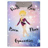 Gym Star Blonde, Green Eyes, Burgundy Leotard Klembord (Voorkant)