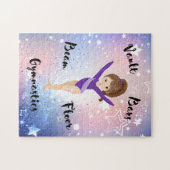 Gym Star Brunette, bruine ogen, Paarse leotard Legpuzzel (Horizontaal)