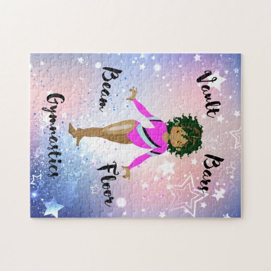 Gym Star Hispanic, bruine ogen, Fuchsia Leotard Legpuzzel (Horizontaal)