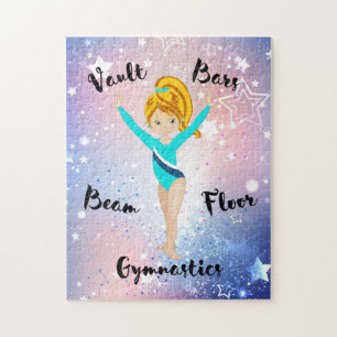 Gym Ster Diep Blond, Hazel Ogen, Turquoise Leeuw Legpuzzel