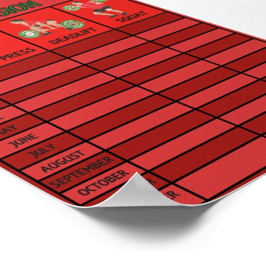 Gym Sterkte progressie Kaart/ Poster (Hoek)