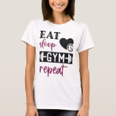 Gym T-shirt vrouwen, eet slaap gym herhalen (Voorkant)