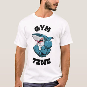 Gym Tijd Flexende Haai - Grappige Workout Fitness T-shirt