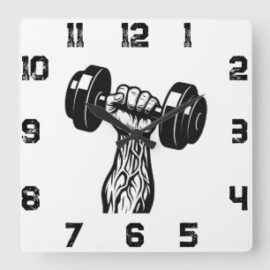Gym Time Muur Klok Veiny Hand Dumbbell Design