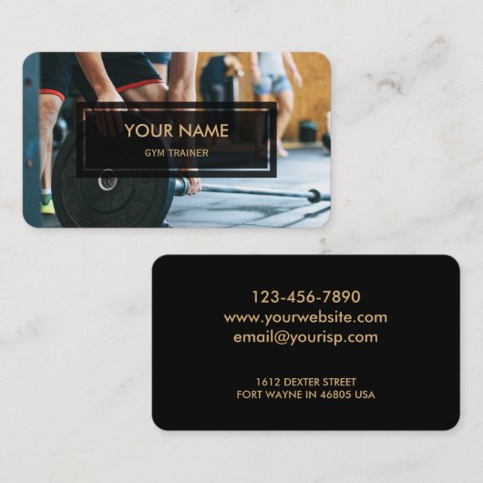 Gym Trainer (Elegant fotobedekking) Visitekaartje (Voorkant / Achterkant)