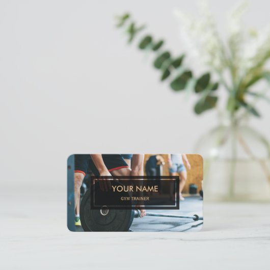 Gym Trainer (Elegant fotobedekking) Visitekaartje (Staand voorkant)
