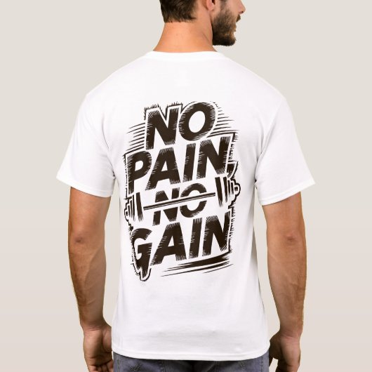 Gym Tshirt Wit Geen pijn Geen winst (Achterkant)