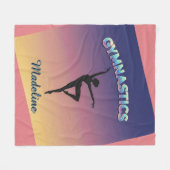Gym Twist Ombre Gymnastics Silhouette Personalized Fleece Deken (Voorkant (Horizontaal))