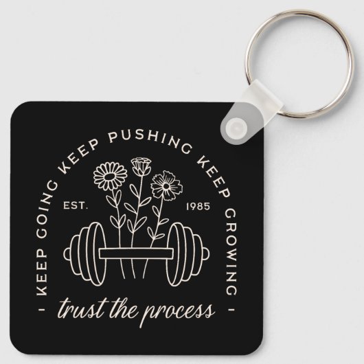 Gym vertrouwen op het proces blijven gaan groei mi sleutelhanger (Achterkant)