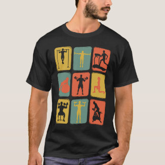 Gym Vintage Retro Trainingsapparatuur T-shirt