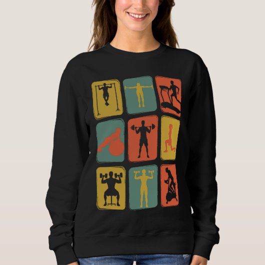 Gym Vintage Retro Trainingsapparatuur Workout Trui (Voorkant)