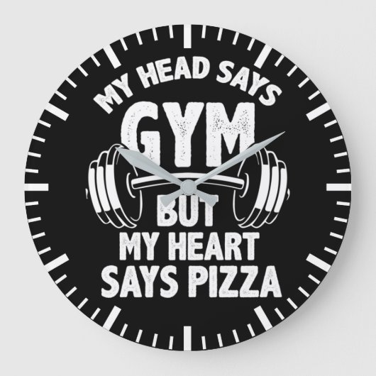 Gym vs Pizza - Funny Gym, Workout Humor Grote Klok (Voorkant)
