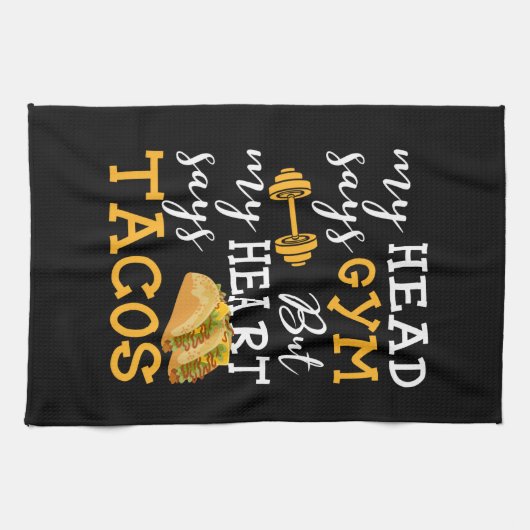 Gym vs Tacos - Grappige nieuwigheid Workout Theedoek (Horizontaal)