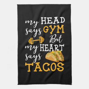 Gym vs Tacos - Grappige nieuwigheid Workout Theedoek