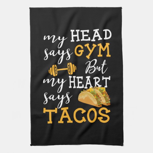 Gym vs Tacos - Grappige nieuwigheid Workout Theedoek (Verticaal)