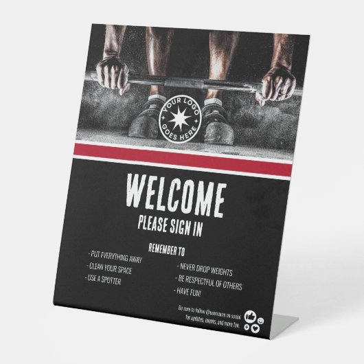 Gym Welkom Reclamebord Met Voetstuk (Voorkant)