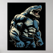 Gym Workout Bodybuilding Shark Poster (Voorkant)