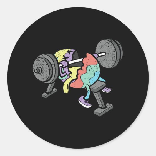 Gym Workout Easter Egg Hunting Funny Spring Mannen Ronde Sticker (Voorkant)