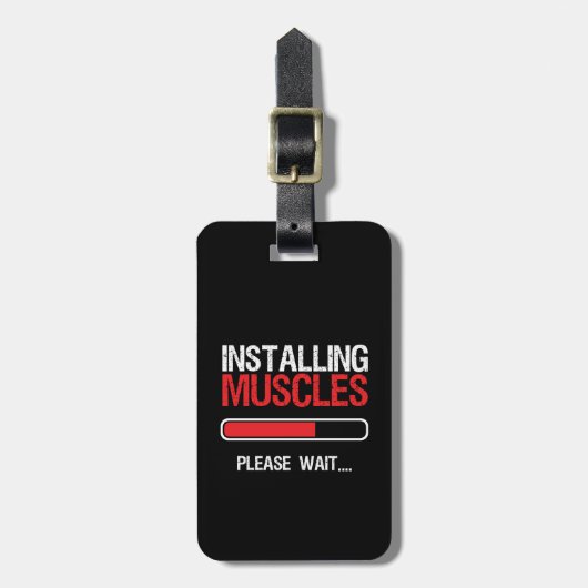 Gym Workout Fitness Body Builder Spier installeren Bagagelabel (Voorkant verticaal)