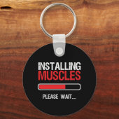 Gym Workout Fitness Body Builder Spier installeren Sleutelhanger (Voorkant)
