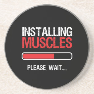 Gym Workout Fitness Body Builder Spier installeren Zandsteen Onderzetter