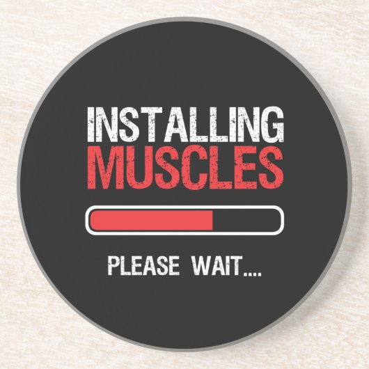 Gym Workout Fitness Body Builder Spier installeren Zandsteen Onderzetter (Voorkant)