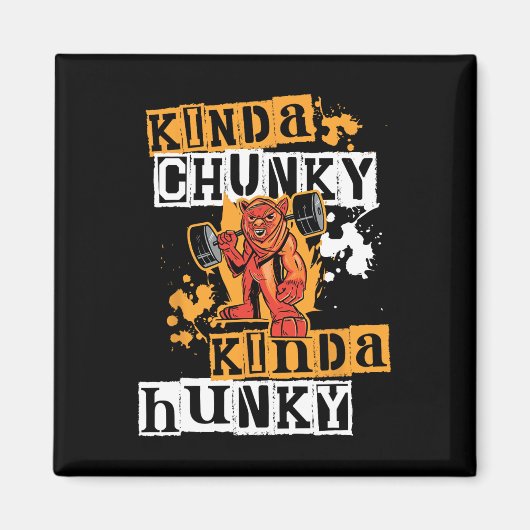 Gym Workout Fitness Funny Devil Uni Chunky-hunky W Magneet (Voorkant)