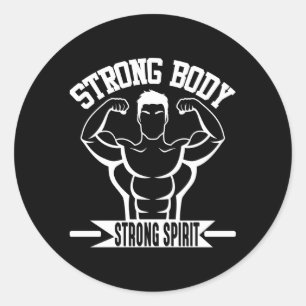 Gym Workout Sterke Lichaam Sterke Geest Ronde Sticker