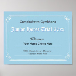 Gymkhana Horse Trials Winner's Certificate Poster