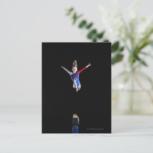 Gymnast (9-10) met balansstraal briefkaart (Staand voorkant)