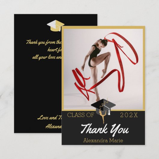 Gymnast Athlete Modern Photo afstuderen class van Bedankkaart (Voorkant / Achterkant)