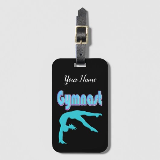 Gymnast Back Handspring Stap uit Blauwgroen Bagagelabel (Voorkant (verticaal))