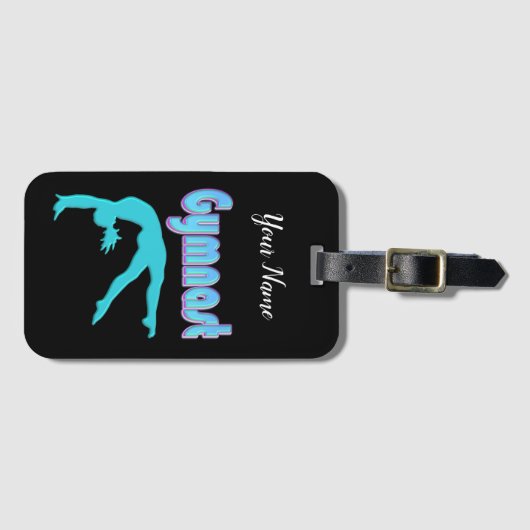 Gymnast Back Handspring Stap uit Blauwgroen Bagagelabel (Voorkant (horizontaal))