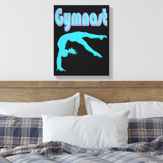 Gymnast Back Handspring Stap uit Blauwgroen Canvas Afdruk (Insitu (Slaapkamer))