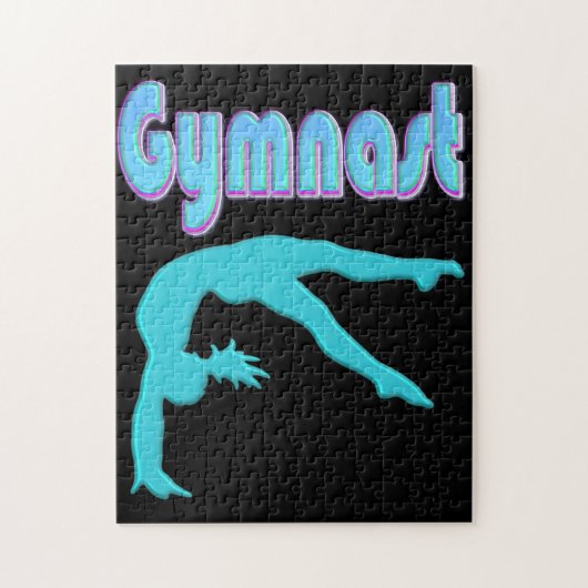 Gymnast Back Handspring Stap uit Blauwgroen Legpuzzel (Verticaal)
