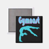 Gymnast Back Handspring Stap uit Blauwgroen Magneet (Voorkant / Achterkant)