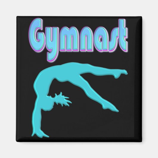 Gymnast Back Handspring Stap uit Blauwgroen Magneet (Voorkant)