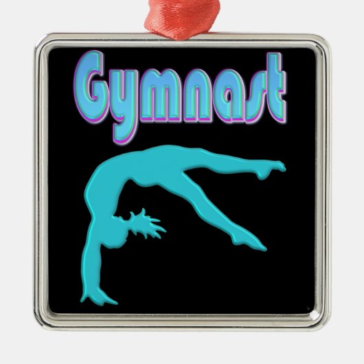 Gymnast Back Handspring Stap uit Blauwgroen Metalen Ornament (Voorkant)