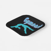 Gymnast Back Handspring Stap uit Blauwgroen Papieren Bordje (Gebogen)