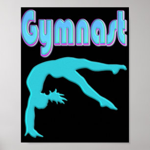 Gymnast Back Handspring Stap uit Blauwgroen Poster