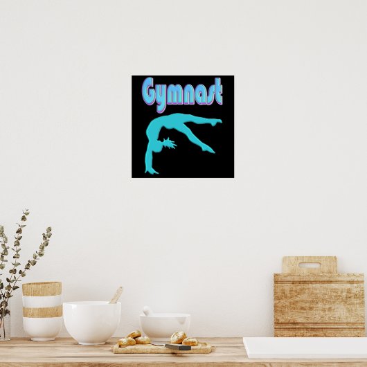 Gymnast Back Handspring Stap uit Blauwgroen Poster (Keuken)