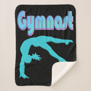 Gymnast Back Handspring Stap uit Blauwgroen Sherpa Deken