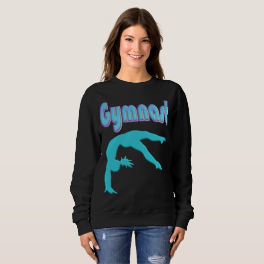 Gymnast Back Handspring Stap uit Blauwgroen Trui (Voorkant volledig)