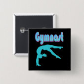 Gymnast Back Handspring Stap uit Blauwgroen Vierkante Button 5,1 Cm (Voorkant /achterkant)